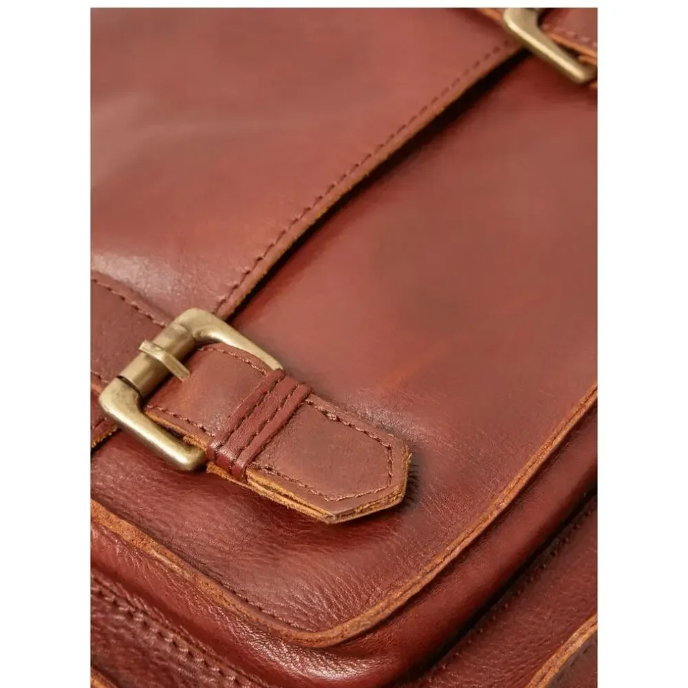 FatFace Camilla Brown Leather Satchel Crossbody Academia Gilmore Girls Classic - Picture 2 of 7